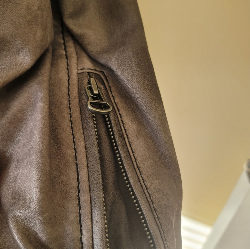 NWOT Wilson's Gray Black Distressed Genuine Leather Jacket Coat Size XXL - Picture 6 of 16